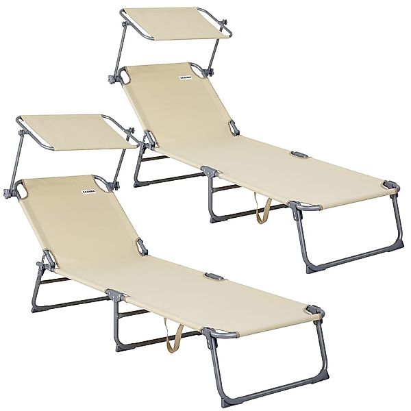 Gartenliege Hawaii 2er-Set Beige Alu 195x60x30cm günstig online kaufen
