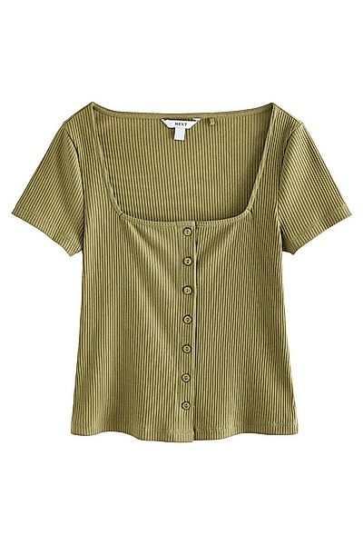 Next T-Shirt Geknöpftes, geripptes Oberteil mit kurzen Ärmeln (1-tlg) günstig online kaufen
