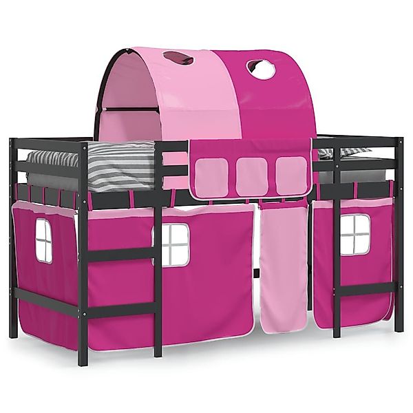 vidaXL Bett Kinderhochbett mit Tunnel Rosa günstig online kaufen