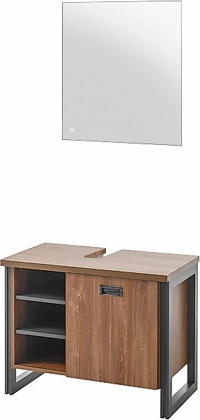 Home affaire Badmöbel-Set "Detroit, Bad im Industrialdesign, inkl. LED, 2-t günstig online kaufen