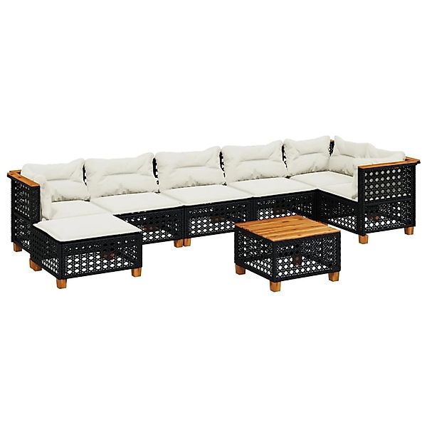 vidaXL 8-Tlg Garten-Sofagarnitur mit Kissen Schwarz Poly Rattan 3261932 günstig online kaufen
