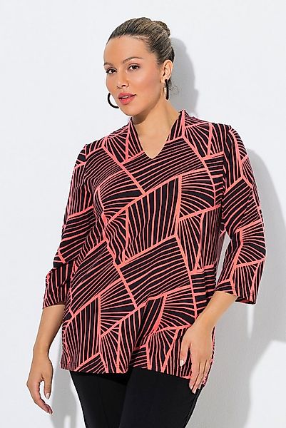 Ulla Popken T-Shirt Shirt grafischer Druck Kelchkragen 3/4-Arm günstig online kaufen