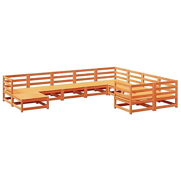 vidaXL 10-Tlg Garten-Sofagarnitur Wachsbraun Massivholz Kiefer 3299637 günstig online kaufen