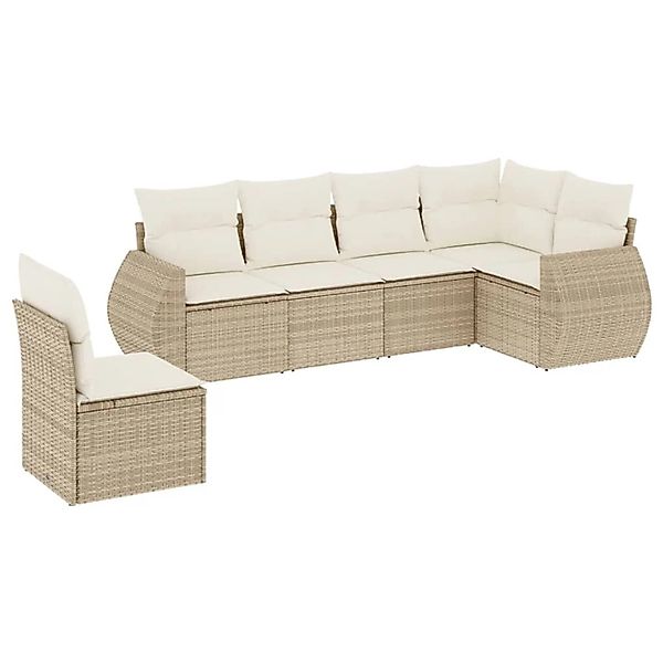 vidaXL 6-Tlg Garten-Sofagarnitur mit Kissen Beige Poly Rattan 3221427 günstig online kaufen