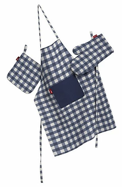 Küchenset: Schürze, Handschuh, Topflappen, marinenblau-ecru , Set, Quadro ( günstig online kaufen
