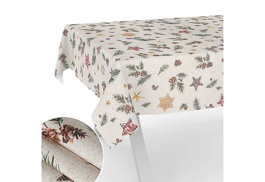 ANRO Tischdecke pflegeleicht Weihnachten Tischtuch Christmas Tannenzapfen T günstig online kaufen