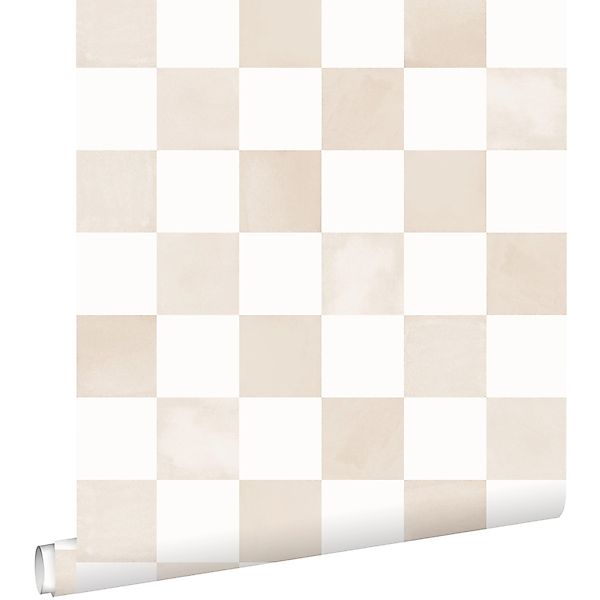ESTAhome Tapete Karomuster Beige und Weiß 53 cm x 10.05 m günstig online kaufen