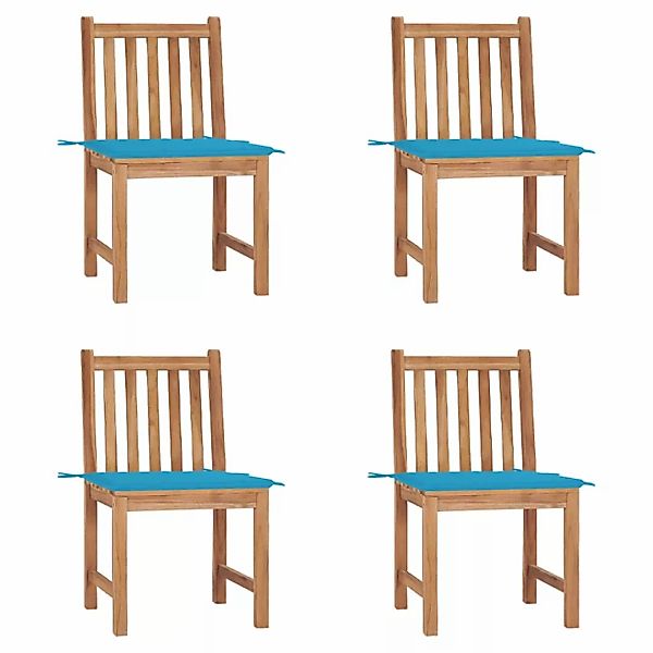 Gartenstühle 4 Stk. Mit Kissen Massivholz Teak günstig online kaufen