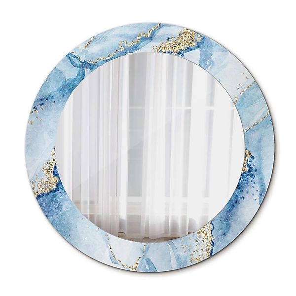 Tulup Bedruckte Spiegel Blauer Marmor Runder Spiegel mit Dekoration 60x60 c günstig online kaufen