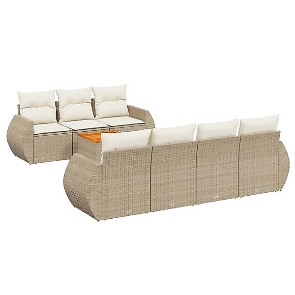 vidaXL 8-Tlg Garten-Sofagarnitur mit Kissen Beige Poly Rattan 3257241 günstig online kaufen