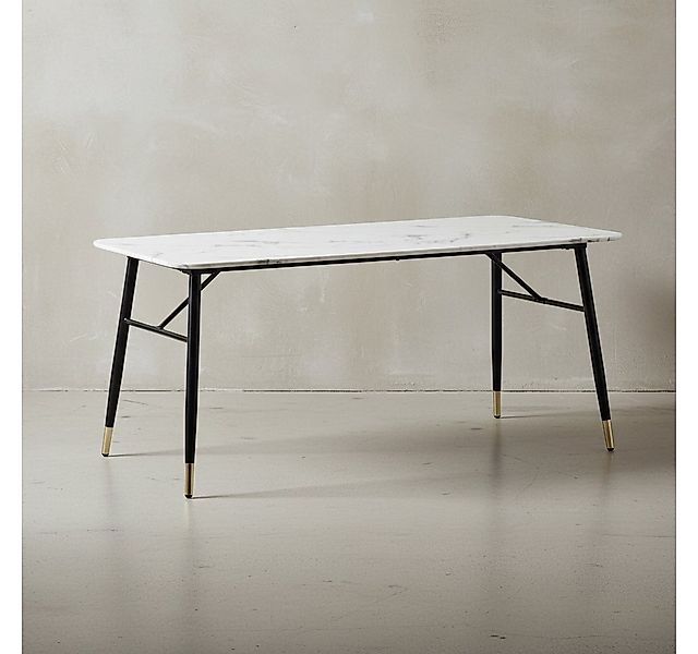 KADIMA DESIGN Esstisch Esszimmertisch 200x90x76 cm Esstisch Weiß in Marmor- günstig online kaufen