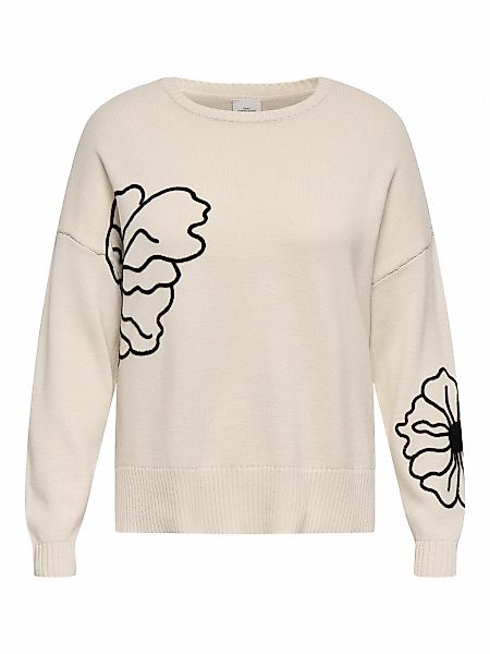 ONLY CARMAKOMA Rundhalspullover "CARPETRA LS FLOWER EMB O-NECK CC KNT" günstig online kaufen