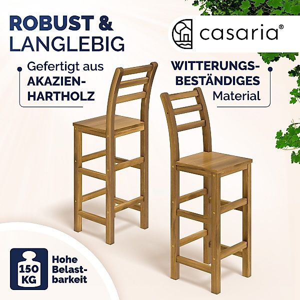 Casaria Barhocker, Holz Lehne Outdoor 75cm günstig online kaufen