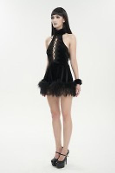 Romantisches Samt-Minikleid mit Halterneck günstig online kaufen