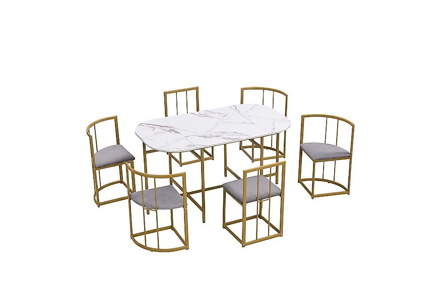 Flieks Essgruppe, (7-tlg), Esstisch mit 6 Stühlen mit Rückenlehnen Set Essz günstig online kaufen