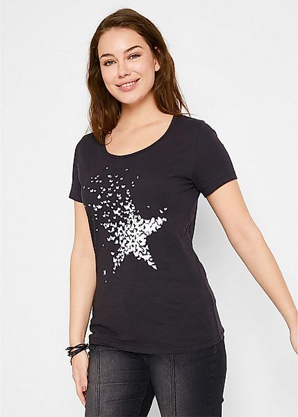 bonprix T-Shirt Oversize-Passform, Kurzarm-Design, aus Baumwolle günstig online kaufen