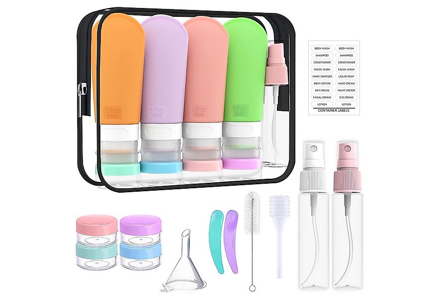 Keyura Kulturbeutel 17 Stück Reiseflaschen Set, Auslaufsicher Nachfüllbar S günstig online kaufen