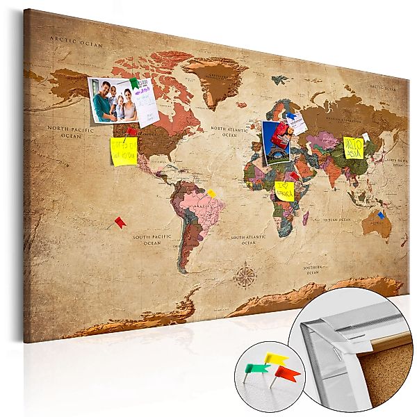 Korkbild - World Map: Brown Elegance [cork Map] günstig online kaufen