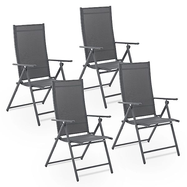 Juskys Gartenstuhl Campingstuhl Calena 4er Set Klappbar Verstellbar Anthraz günstig online kaufen