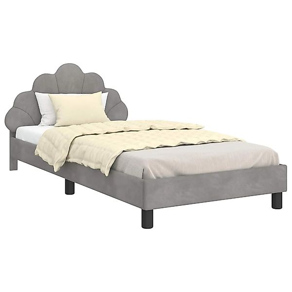 vidaXL Kinderbettgestell mit Kopfteil Hellgrau 80 x 200 cm Samt 42011148 günstig online kaufen