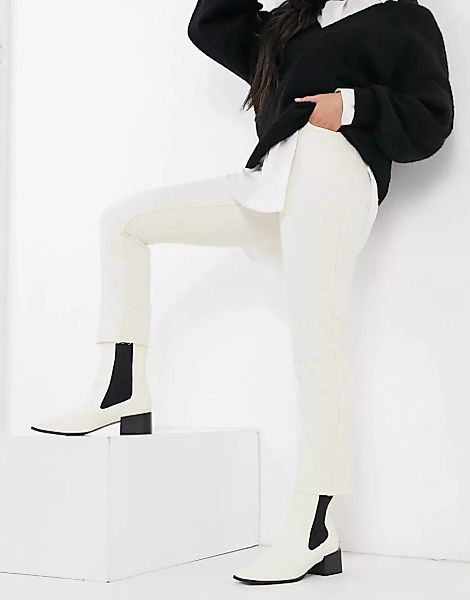 Object – Tora – Weiße Jeans mit geradem Bein und hohem Bund günstig online kaufen