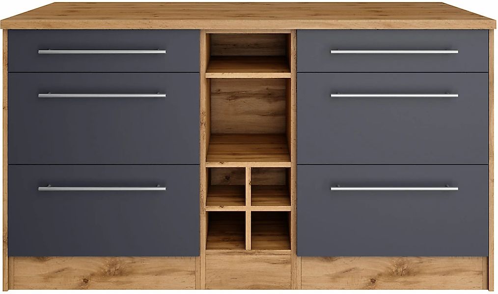 KOCHSTATION Kücheninsel "KS-Wien" Breite 153 cm, MDF-Fronten, Flaschenregal günstig online kaufen