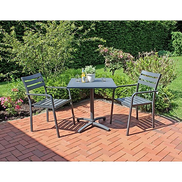 Garden Pleasure Gartenmöbel-Set Treviso 3-teilig Anthrazit günstig online kaufen