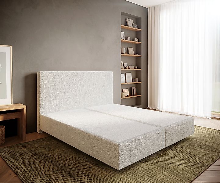 Boxspringgestell Dream-Well 180x200 cm Bouclé Creme-Weiß günstig online kaufen