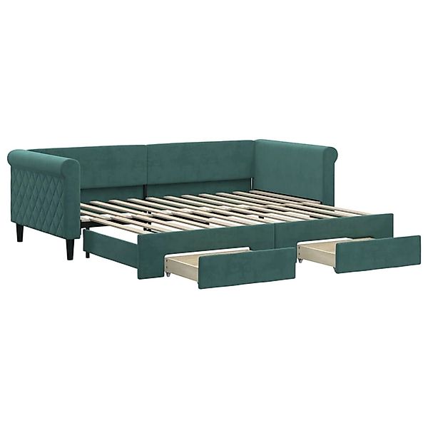 vidaXL Tagesbett Ausziehbar mit Schubladen Dunkelgrün 90x200 cm Samt1899724 günstig online kaufen