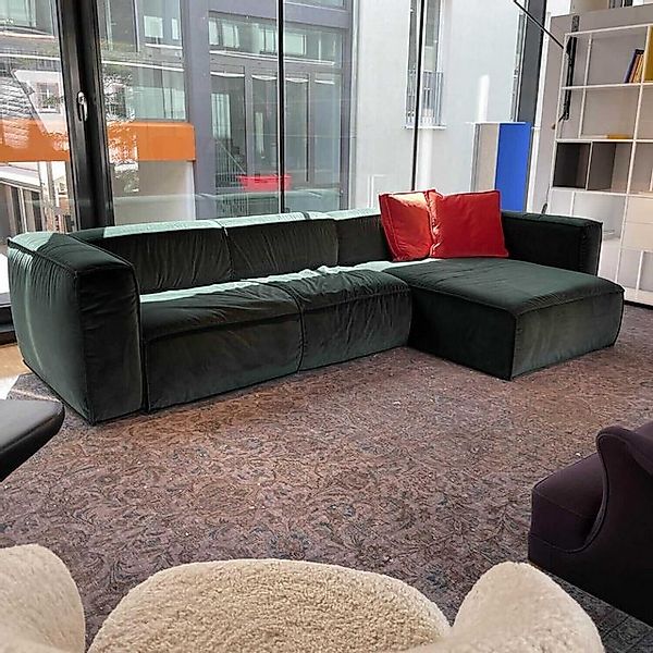 Bonaldo Ecksofa Ecksofa Peanut Stoff Azimut Cat 900 Grün mit 2 Kissen Rot günstig online kaufen