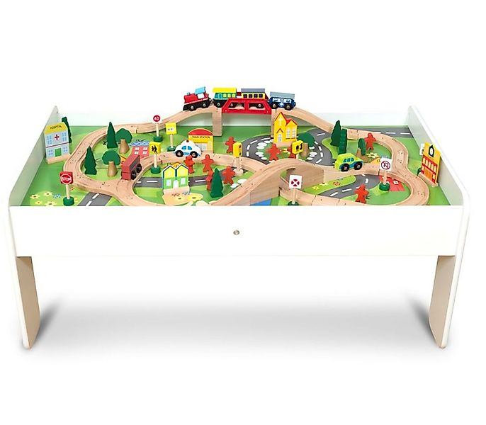 Coemo Spielzeugeisenbahn-Set, Set aus Holz Spieltisch für Kinder und 90 tlg günstig online kaufen