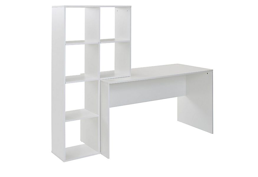 FINEBUY Schreibtisch Schreibtisch Bürotisch mit Regal 170 cm Weiß Computert günstig online kaufen