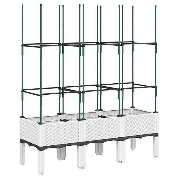vidaXL Pflanzkübel mit Rankgitter Weiß 120x40x142,5 cm PP 367959 günstig online kaufen