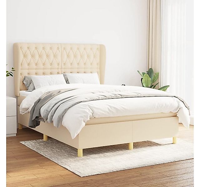 vidaXL Boxspringbett Boxspringbett mit Matratze Creme 140x200 cm Stoff Bett günstig online kaufen