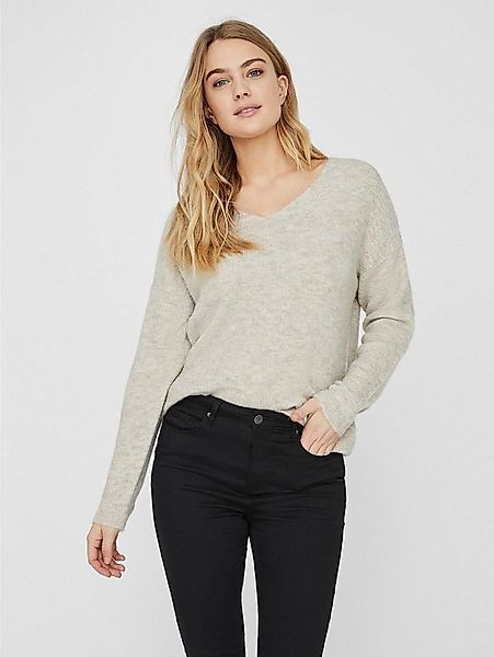 Vero Moda Strickpullover Strickpullover V-Ausschnitt Langarm VMCREWLEFILE L günstig online kaufen