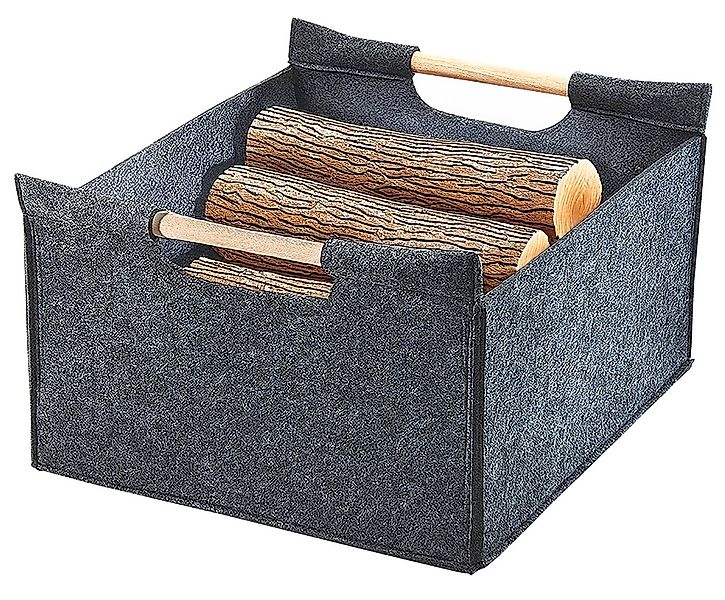 Kobolo Kaminholzkorb Holztrage Holzkorb Feuerholzkorb aus Filz, mit Holzgri günstig online kaufen