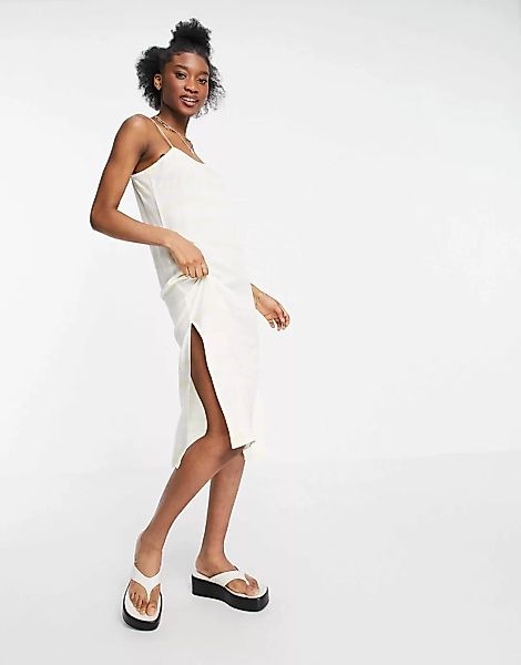 Influence – Camisole-Strandkleid in Weiß mit gelben Streifen günstig online kaufen