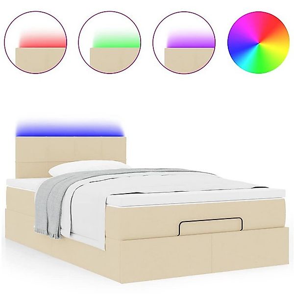 vidaXL Bett Ottomane Bett mit Matratze & LEDs Creme 120x190 cm Stoff günstig online kaufen