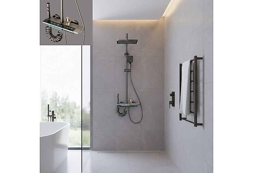 LuxaSteel Duscharmatur Duschsystem Regendusche mit Thermostat, Temperaturan günstig online kaufen