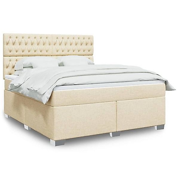 vidaXL Boxspringbett, Boxspringbett mit Matratze Creme 180x200 cm Stoff günstig online kaufen