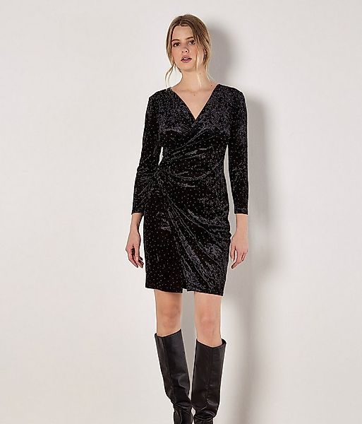 Apricot Partykleid Samt-Wickel-Minikleid mit Strasssteinen günstig online kaufen