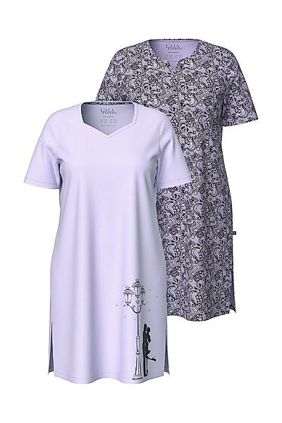 Ulla Popken Bigshirt Bigshirts 2er-Pack Tunika-/Herzausschnitt Halbarm günstig online kaufen