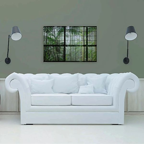 Bricoflor Leinwandbilder Fensterblick 90 X 60 Cm Dschungel Bild Grün Für Bü günstig online kaufen