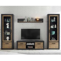 Anbauwand in Kastanienfarben und Schwarz Loft Design (vierteilig) günstig online kaufen