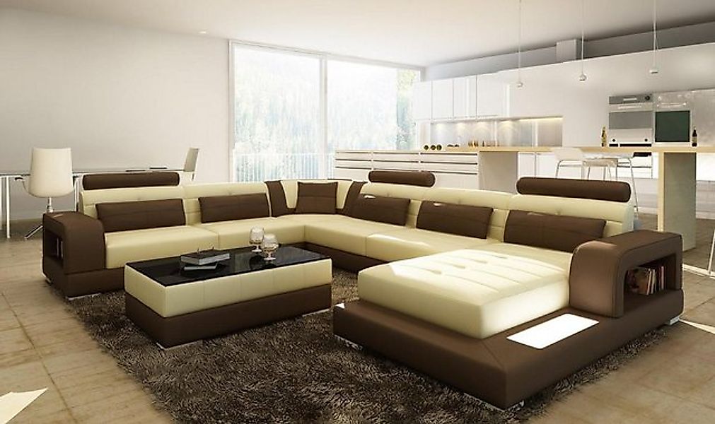 Xlmoebel Ecksofa XXL Große Wohnlandschaft Couch mit USB-Anschluss, Eckleder günstig online kaufen