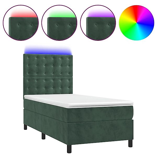 vidaXL Boxspringbett mit Matratze & LED Dunkelgrün 100x200 cm Samt 3136350 günstig online kaufen