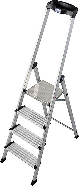 KRAUSE Stehleiter "Safety Plusline" Aluminium, 4 Stufen, Arbeitshöhe ca. 28 günstig online kaufen