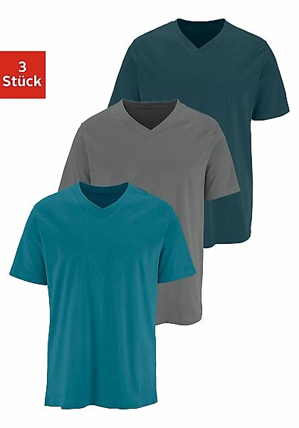 H.I.S T-Shirt Packung, 3 Stk. tlg. mit V-Ausschnitt aus Baumwolle, Unterhem günstig online kaufen