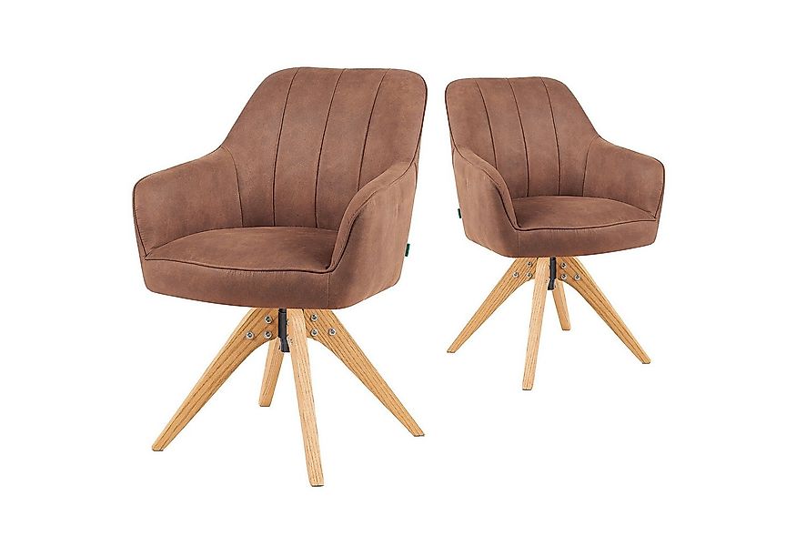 DUBI Möbel Polsterstuhl Mika-Noah 2er-Set, Federkern, Eiche geölt, 360° dre günstig online kaufen