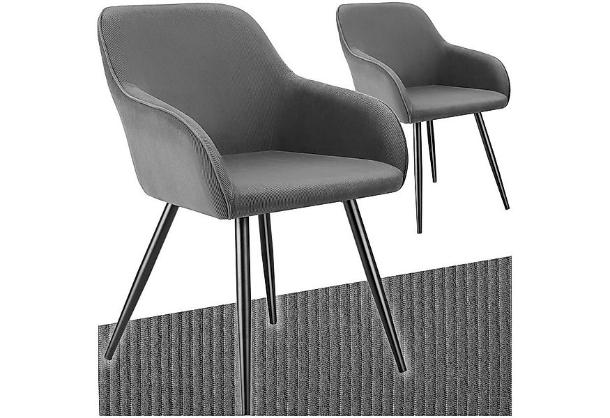 tectake Esszimmerstuhl Küchenstuhl Marilyn, Cordoptik, gepolstert (Set, 2 S günstig online kaufen